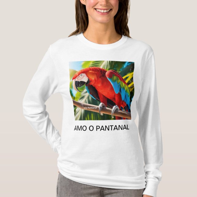 Camiseta Feminina Básica Arara vermelha T Shirt (Framsida)