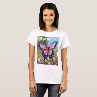  Camiseta Feminina Básica Borboleta T Shirt