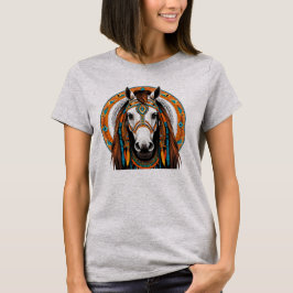 Camiseta Feminina Básica Cavalo Tribal T Shirt