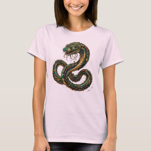 Camiseta Feminina Básica Cobra Tribal T Shirt (Framsida)