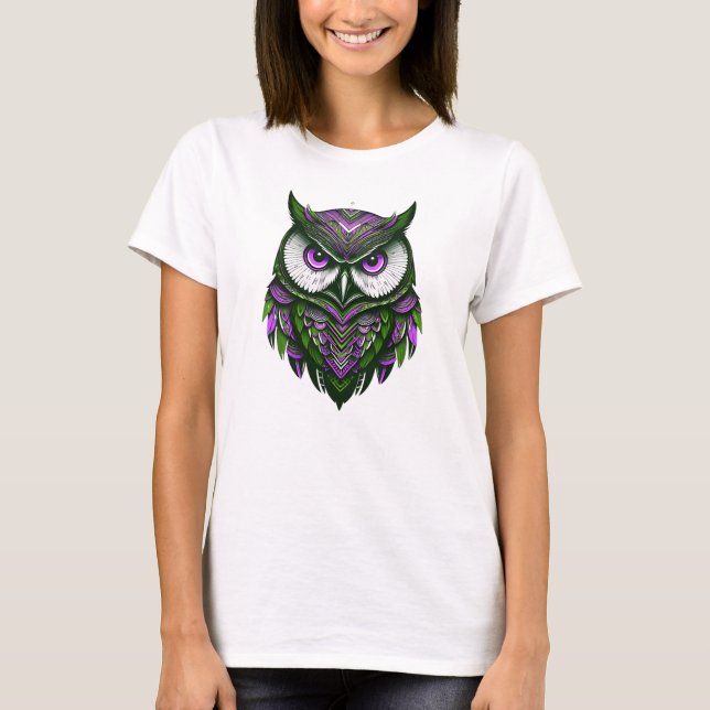 Camiseta Feminina Básica Coruja Tribal T Shirt (Framsida)