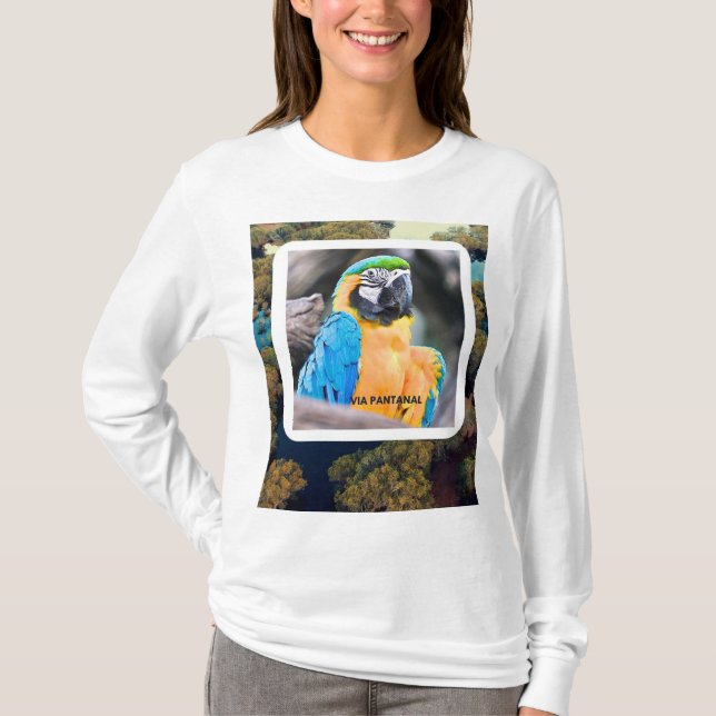 Camiseta Feminina Básica de Mangas Longas Arara T Shirt (Framsida)