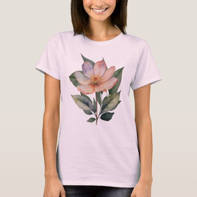 Camiseta Feminina Básica Floral-2 T Shirt (Framsida)