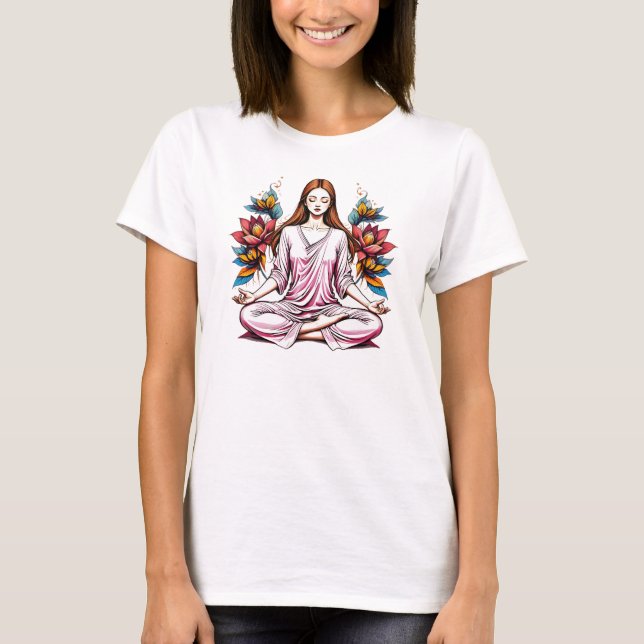 Camiseta Feminina Básica Meditação-1  T Shirt (Framsida)