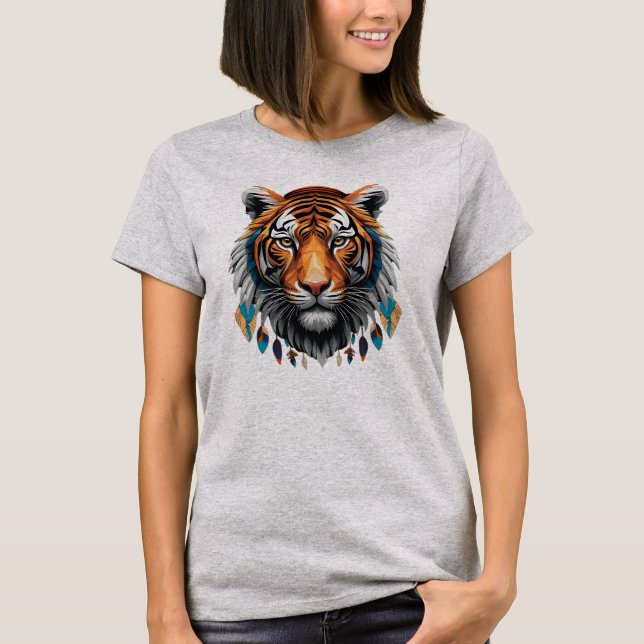 Camiseta Feminina Básica Tigre Tribal T Shirt (Framsida)