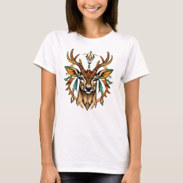 Camiseta Feminina Básica Veado Tribal T Shirt