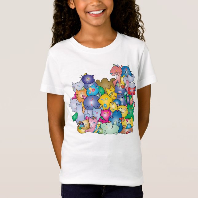 Camiseta feminina infantil com estampa de Gatos T Shirt (Framsida)