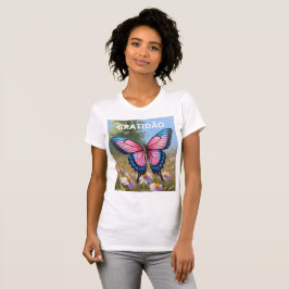 Camiseta feminina justa Bella+Canvas borboleta T Shirt