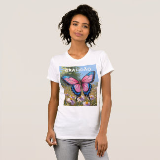 Camiseta feminina justa Bella+Canvas borboleta T Shirt