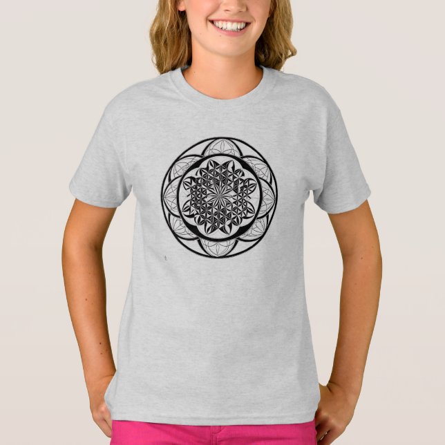 Camiseta Feminina Juvenil Básica Flôr da Vida-6 T Shirt (Framsida)