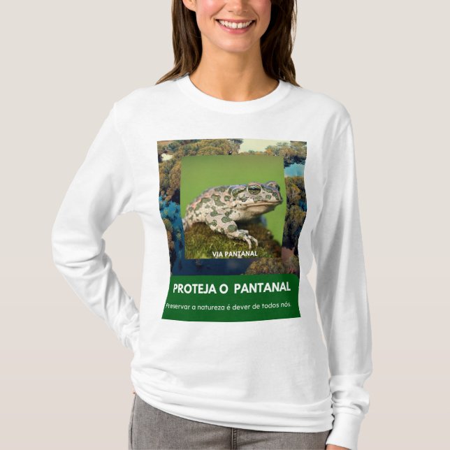 Camiseta Feminina Mangas Longas Via Pantanal Sapo T Shirt (Framsida)