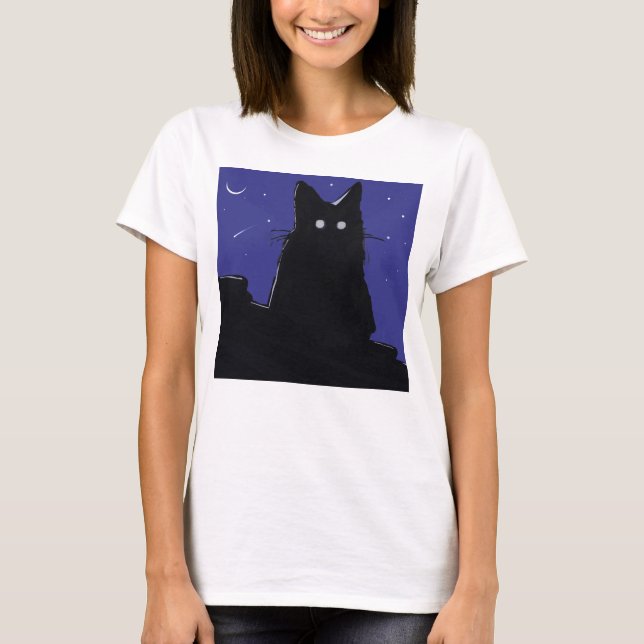 camiseta gato na noite t shirt (Framsida)