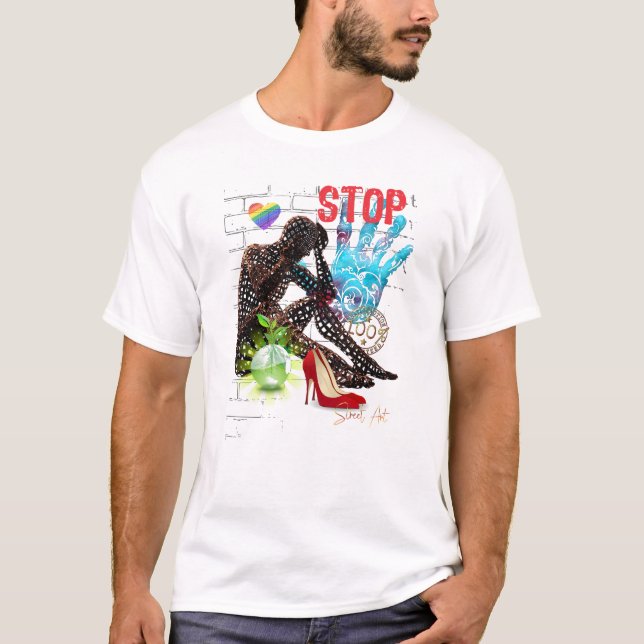 Camiseta Graffiti Stop T Shirt (Framsida)