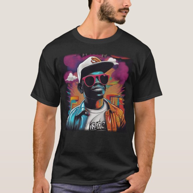 Camiseta Grafite Hip Hop - Ilustração Digital em A T Shirt (Framsida)