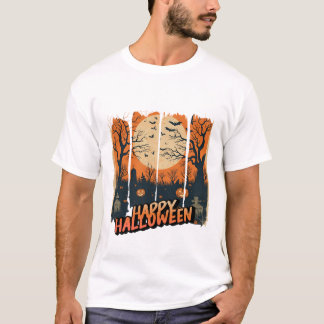 Camiseta Happy Halloween con Cementerio T Shirt
