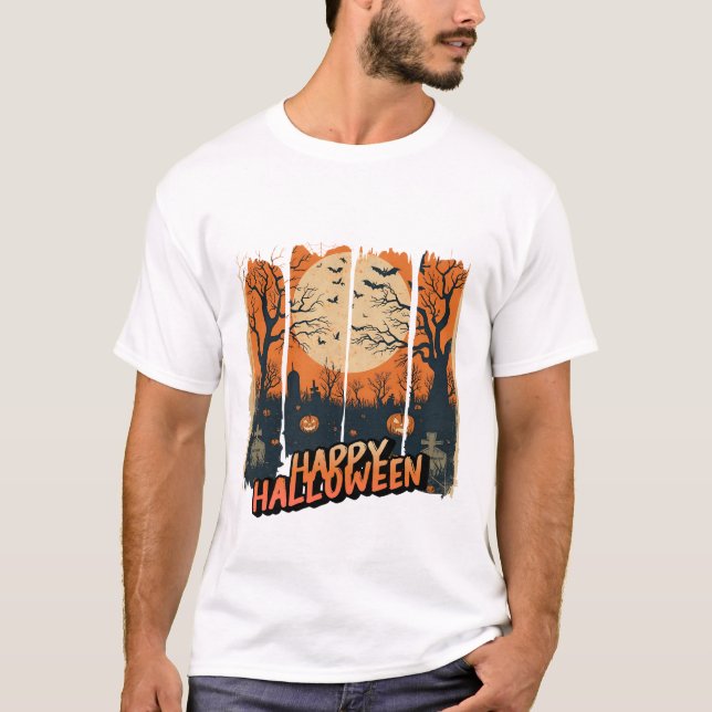 Camiseta Happy Halloween con Cementerio T Shirt (Framsida)