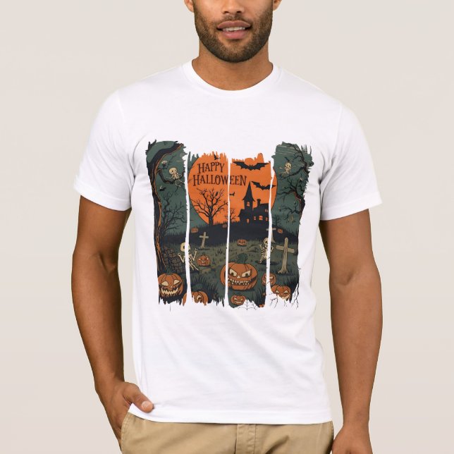 Camiseta Happy Halloween Esqueletos Danzantes T Shirt (Framsida)