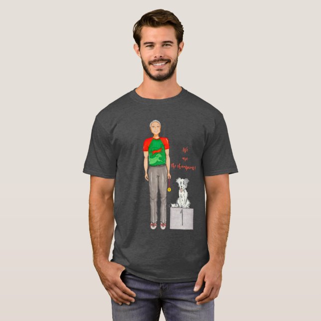 Camiseta Hombre con su perro ganando medalla  T Shirt (Hel framsida)
