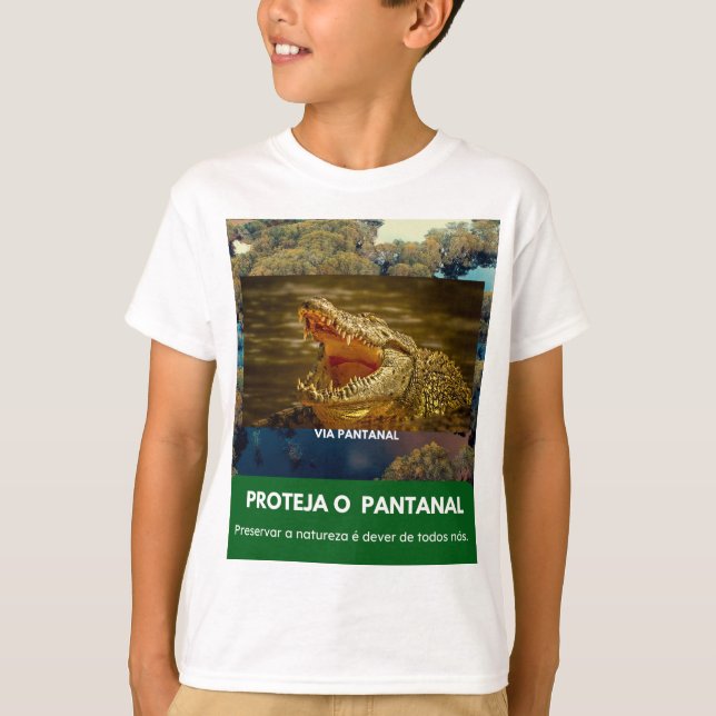Camiseta Infantil Básica Via Pantanal Jacaré T Shirt (Framsida)