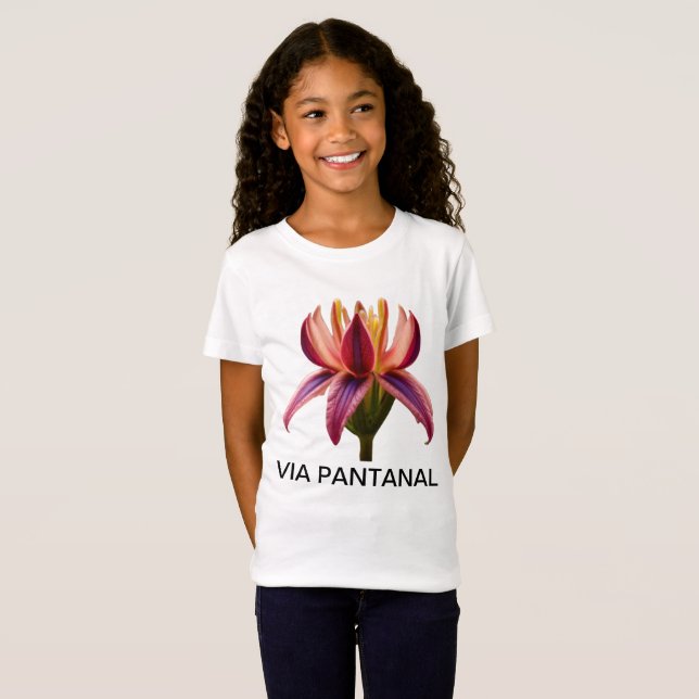 Camiseta Infantil Feminina em Jersey Fina Flor T Shirt (Hel framsida)