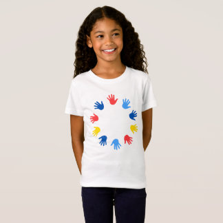 Camiseta Infantil Feminina em Jersey Fina Mãos T Shirt