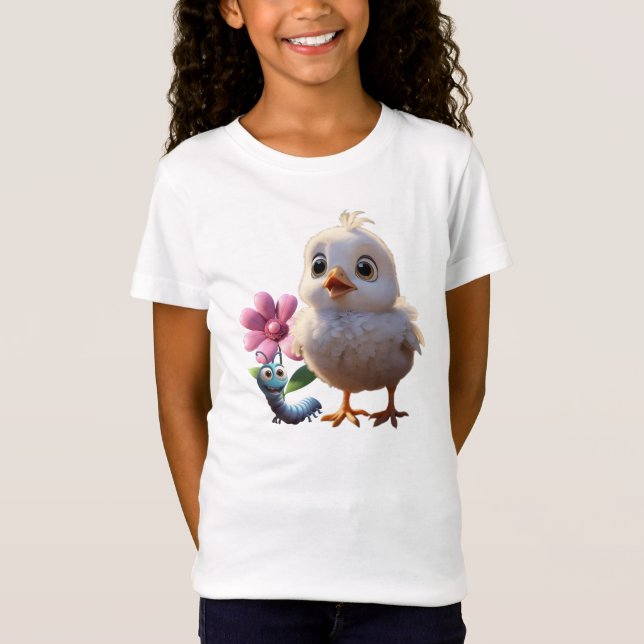 Camiseta Infantil Feminina Pintinho em Jersey Fina T Shirt (Framsida)
