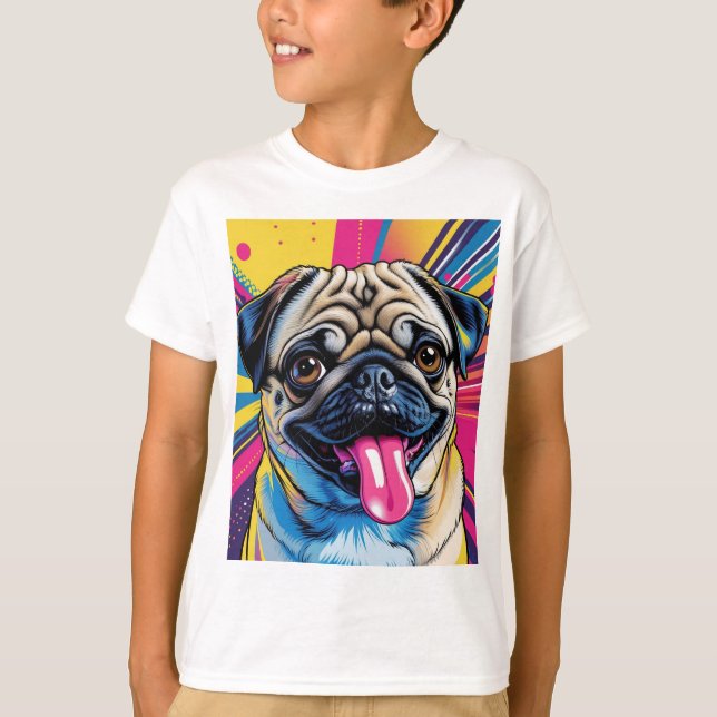 Camiseta infantil pug em pop art 01 t shirt (Framsida)