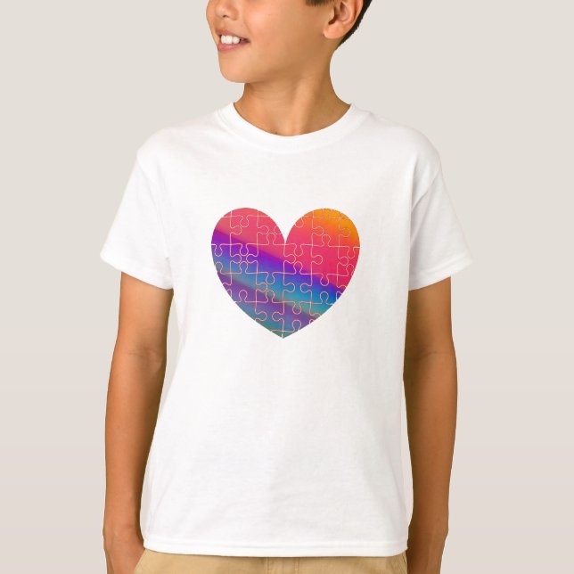 Camiseta Infantil Quebra-Cabeça do Nosso Coração T Shirt (Framsida)