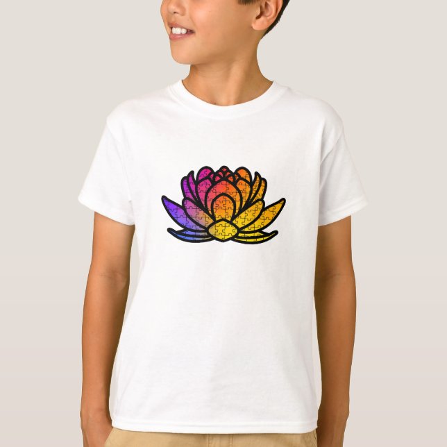 Camiseta Infantil Quebra-Cabeça - Flor de Lótus T Shirt (Framsida)