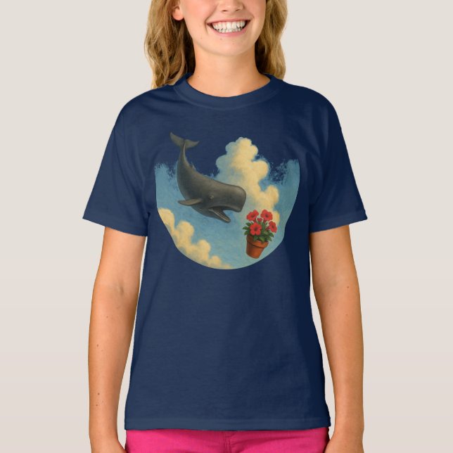 Camiseta Infantil Whale & Bowl Of Petunias - Front T Shirt (Framsida)