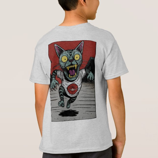 Camiseta Infantil Zombie Runner Cat - Back T Shirt (Baksida)
