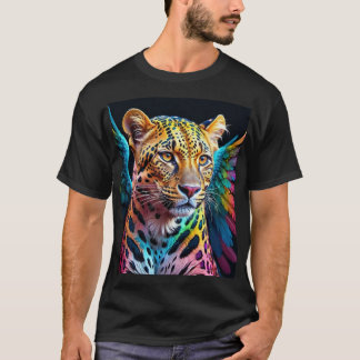 Camiseta Leopardo Multicolorido com Asas T Shirt