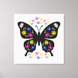 Camiseta mariposa con flores multicolor canvastryck