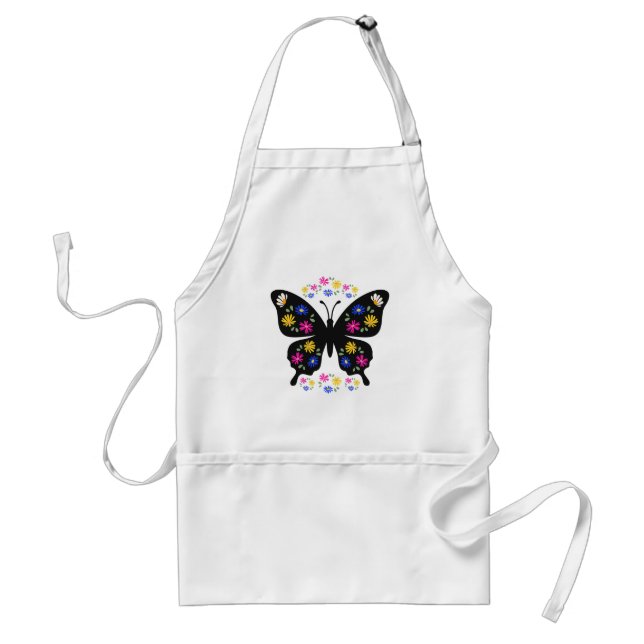 Camiseta mariposa con flores multicolor förkläde (Framsidan)