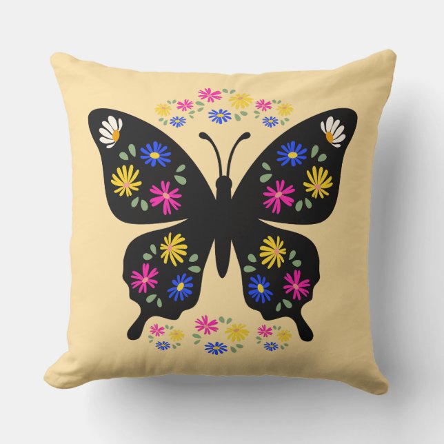 Camiseta mariposa con flores multicolor kudde (Framsida)