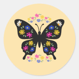 Camiseta mariposa con flores multicolor runt klistermärke