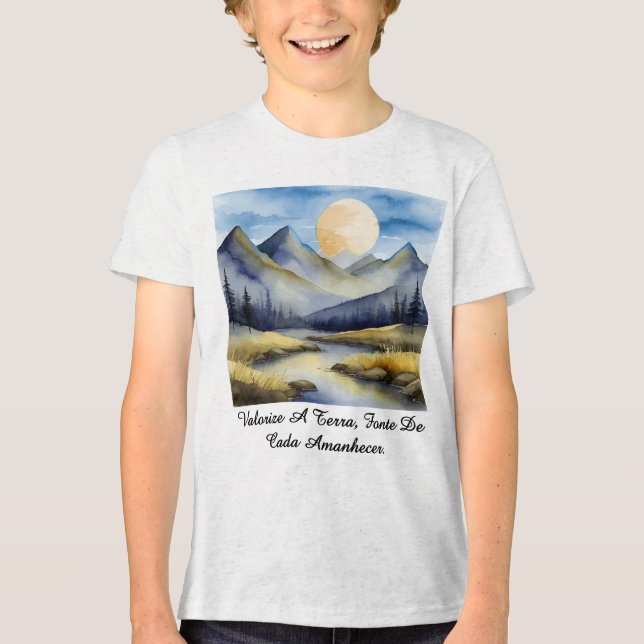 Camiseta Masc Juvenil Básica Amanhecer da Terra-2 T Shirt (Framsida)