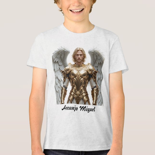 Camiseta Masc Juvenil Básica Arcanjo Miguel T Shirt (Framsida)