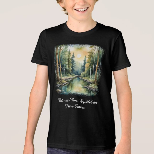 Camiseta Masc Juvenil Básica Reflexos da Terra-1   T Shirt (Framsida)