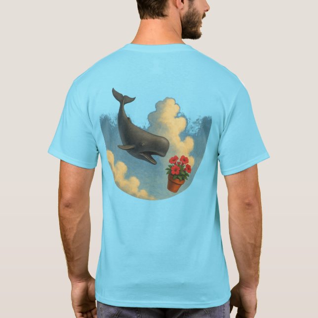 Camiseta Masc. Whale And Bowl Of Petunias - Back T Shirt (Baksida)