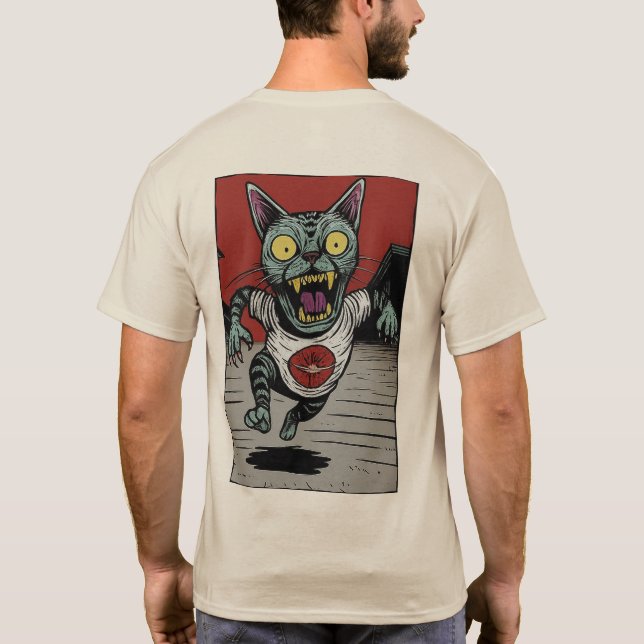 Camiseta Masc. Zombie Runner Cat - Back T Shirt (Baksida)