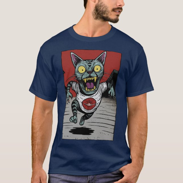 Camiseta Masc. Zombie Runner Cat - Front T Shirt (Framsida)