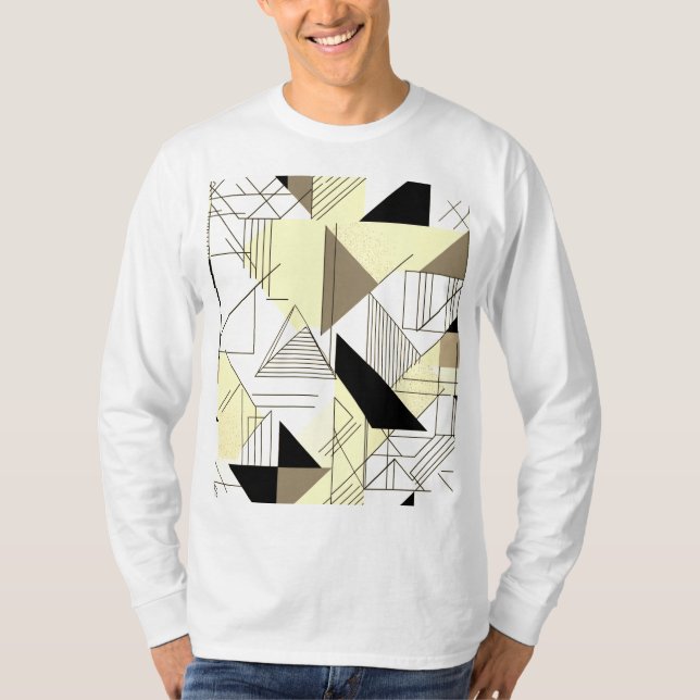 Camiseta Masculina Básica Abstrato 2 Manga Longa T Shirt (Framsida)