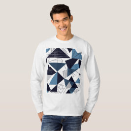 Camiseta Masculina Básica Abstrato 4 Manga Longa T Shirt