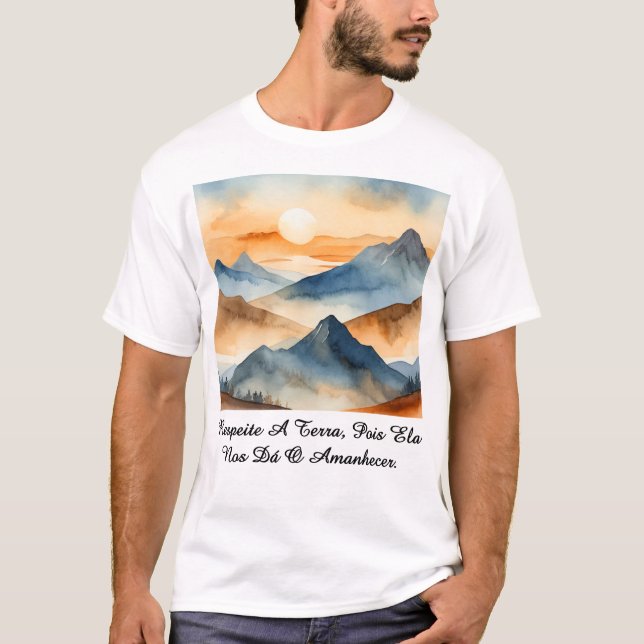 Camiseta Masculina Básica Amanhecer da Terra-1 T Shirt (Framsida)