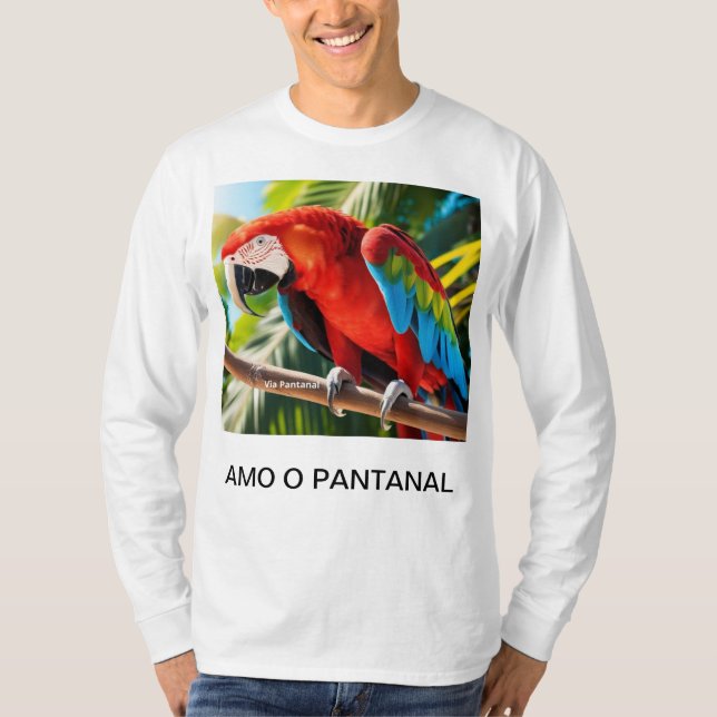 Camiseta Masculina Básica Arara Vermelha T Shirt (Framsida)
