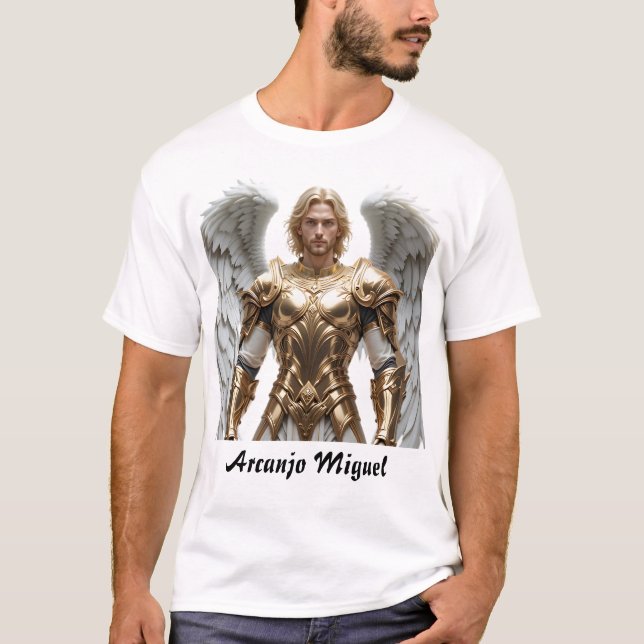 Camiseta Masculina Básica Arcanjo Miguel T Shirt (Framsida)
