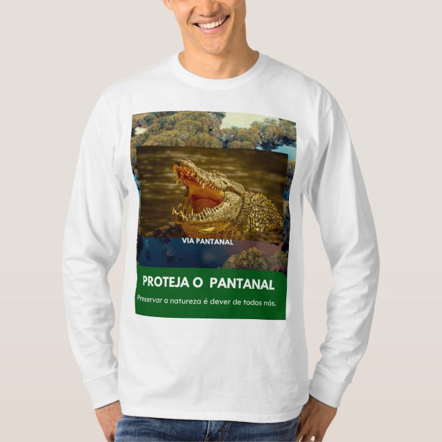 Camiseta Masculina Básica com Mangas Longas Jacaré T Shirt (Framsida)