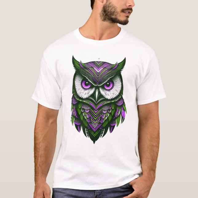 Camiseta Masculina Básica Coruja Tribal T Shirt (Framsida)