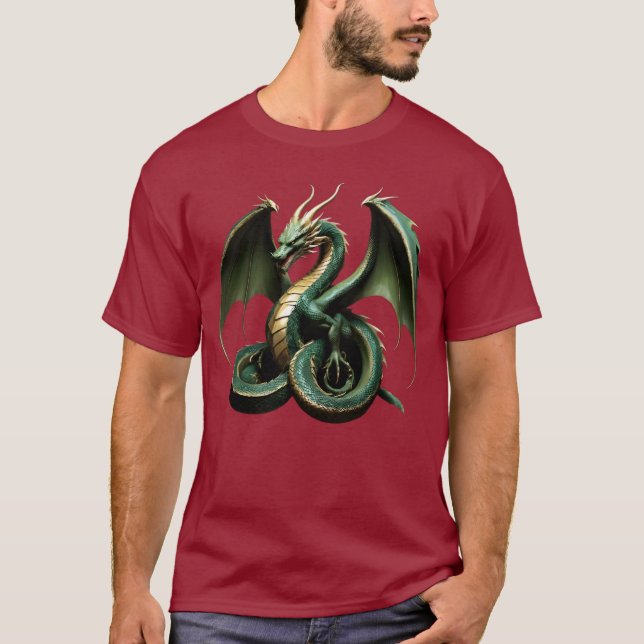 Camiseta Masculina Básica Dragão Cobra  T Shirt (Framsida)